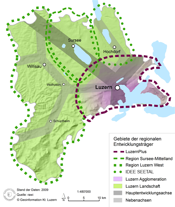 Die Regionen des Kantons Luzern